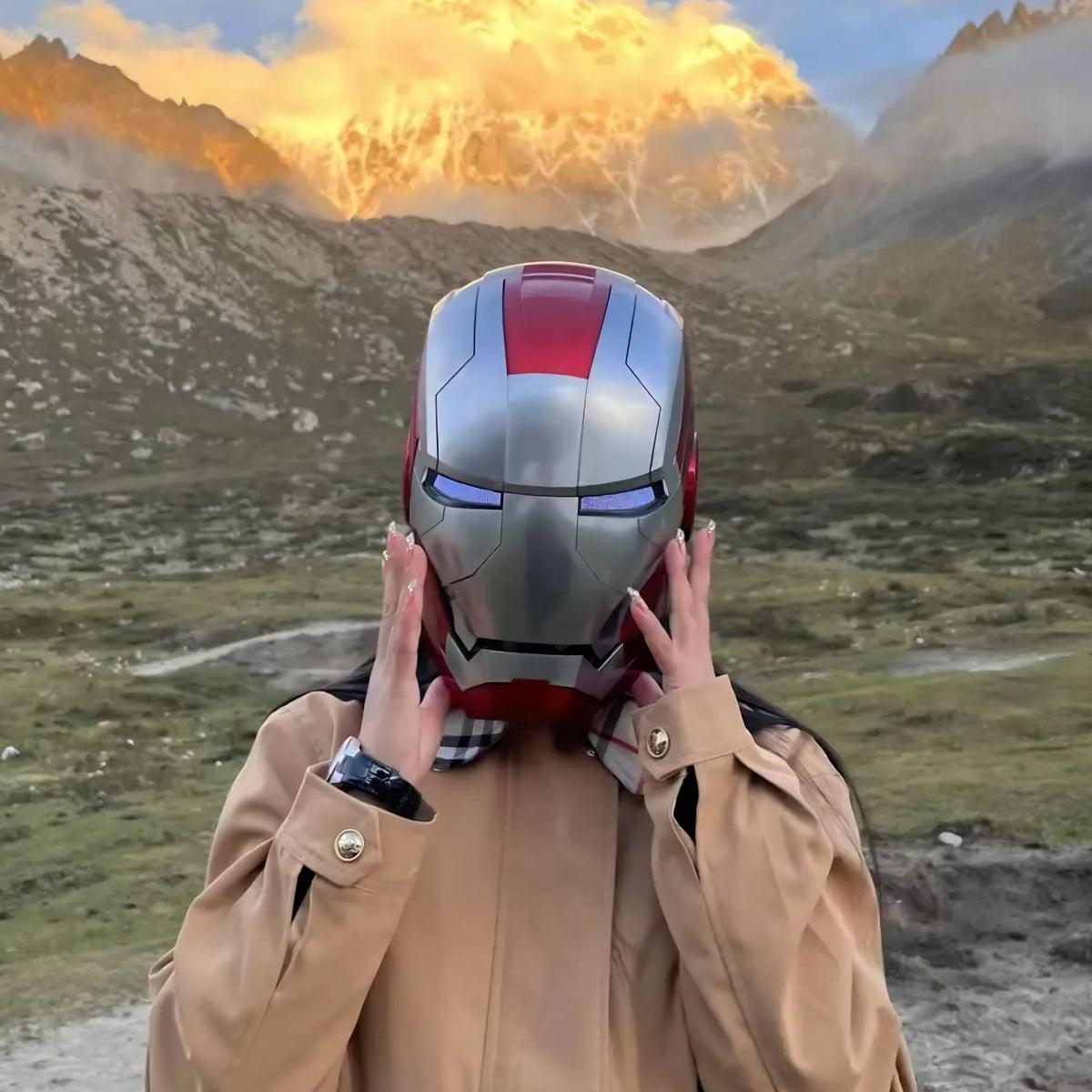 Smart helmet Iron Man Edition outdoors