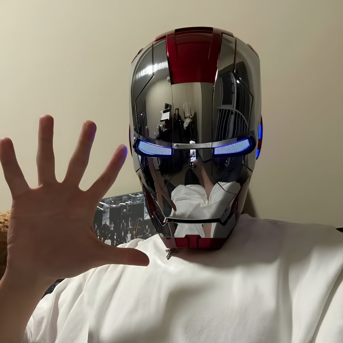 Smart helmet Iron Man Edition, worn by a person