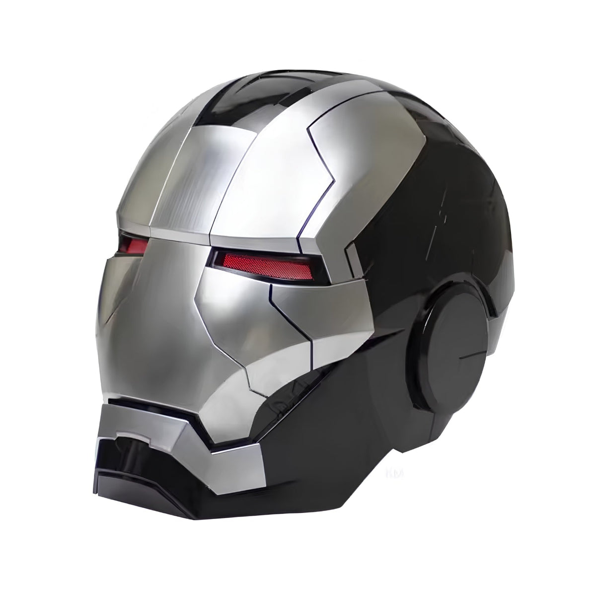Smart helmet Iron Man Edition in silver, angled view