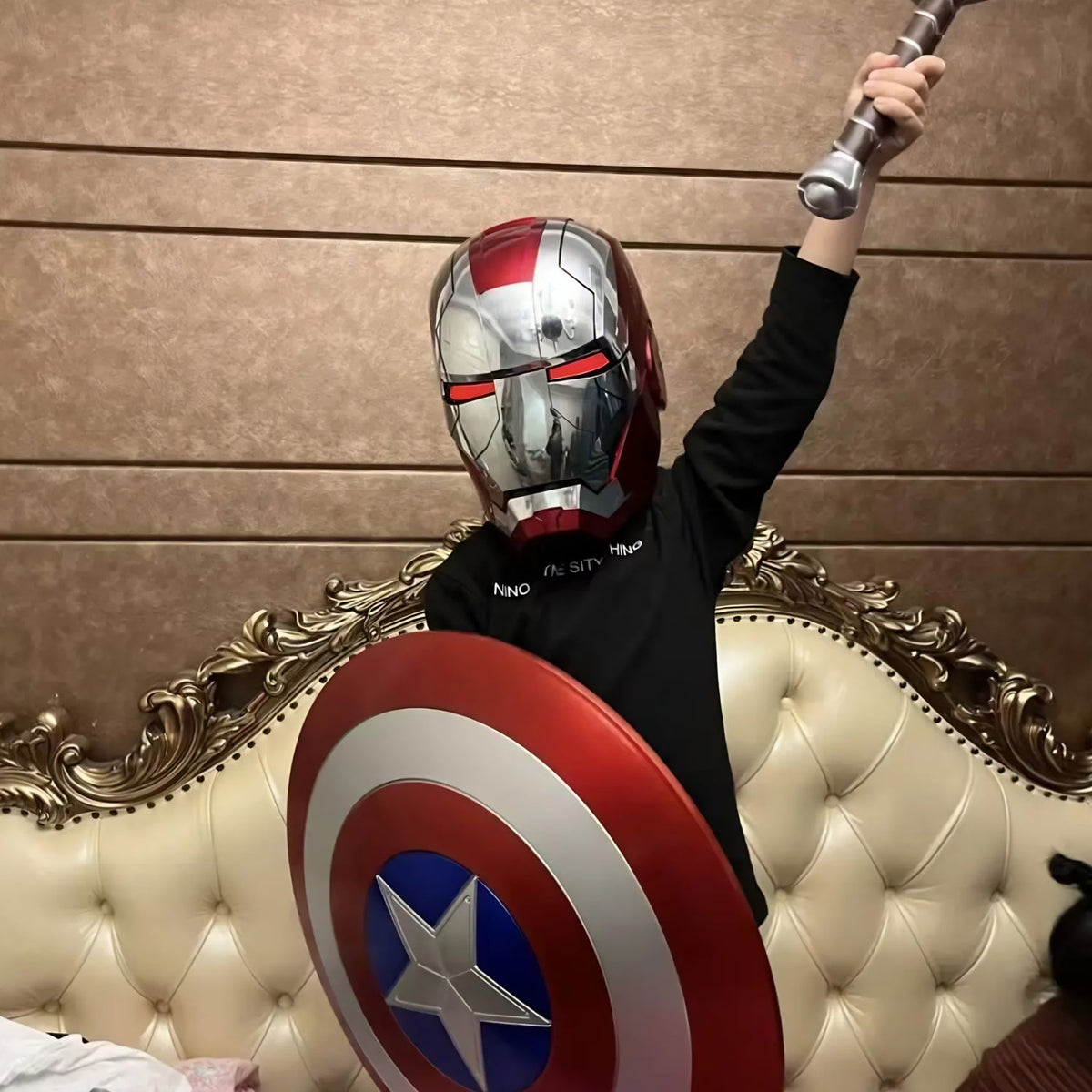Smart helmet Iron Man Edition, worn by a person