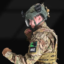 Smart helmet Military Edition, worn by a person, side view