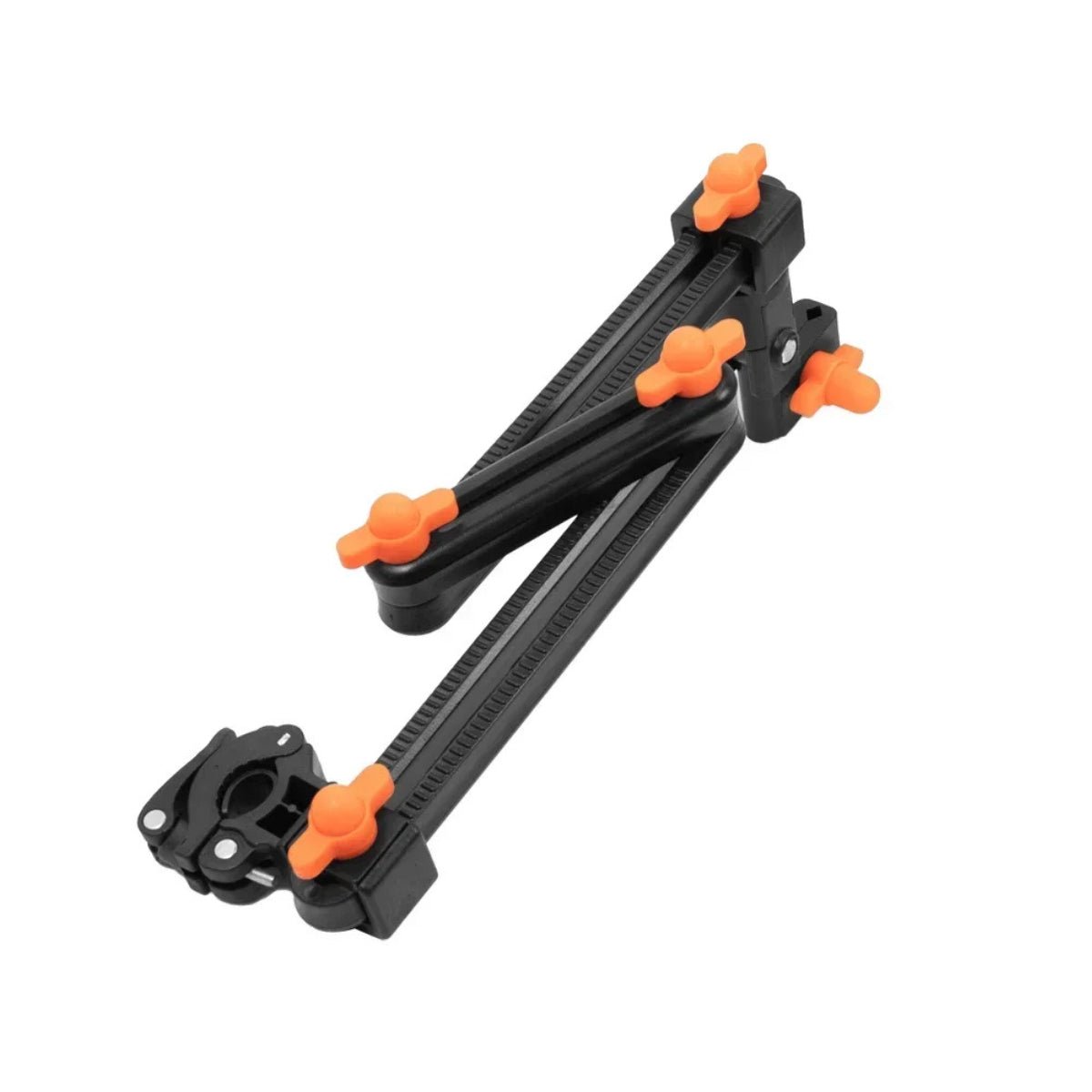 Smart umbrella holder with orange details, angled view