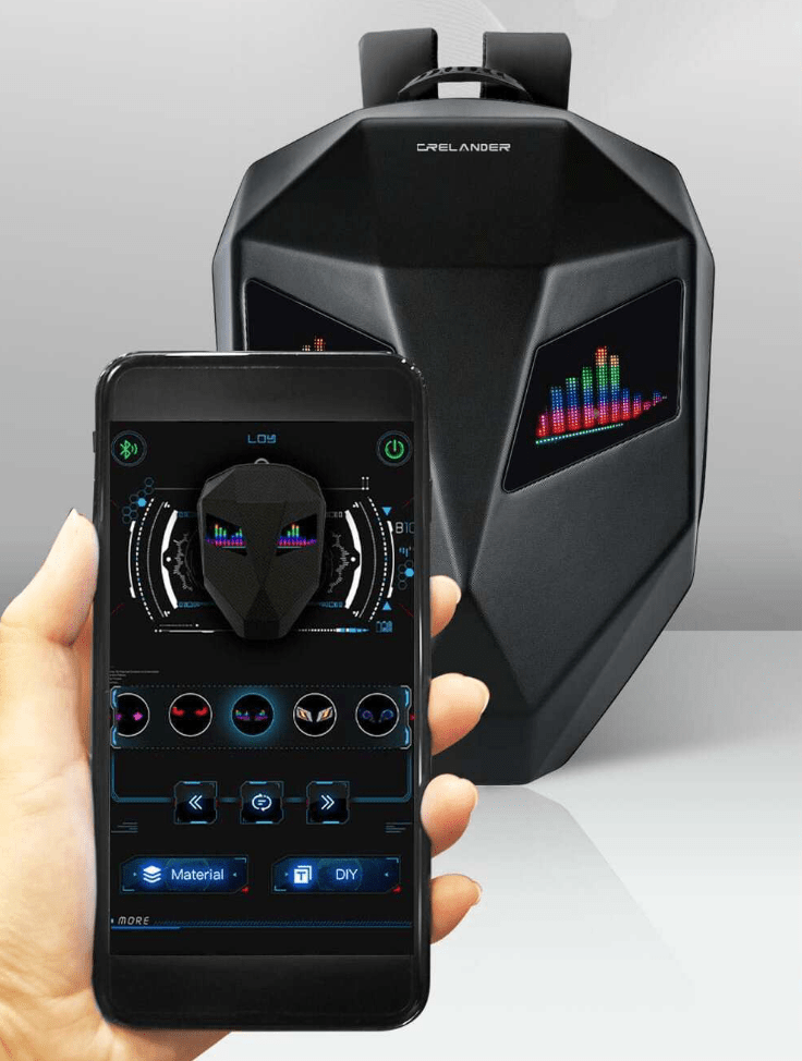Phone app controlling the LED display: Premium Edition backpack