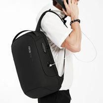 Smart backpack Pro, worn by a person, side view