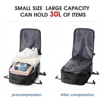 Smart backpack Vacuum Edition before and after compression