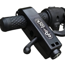 Smart handlebar lock Plus in black mounted on handlebars