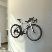 Close-up of smart bike wall mount with a bike on the wall