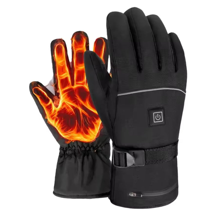 Smart electric heated gloves with the heating elements shown