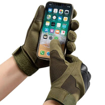 Phone being used with smart gloves Military Edition in green