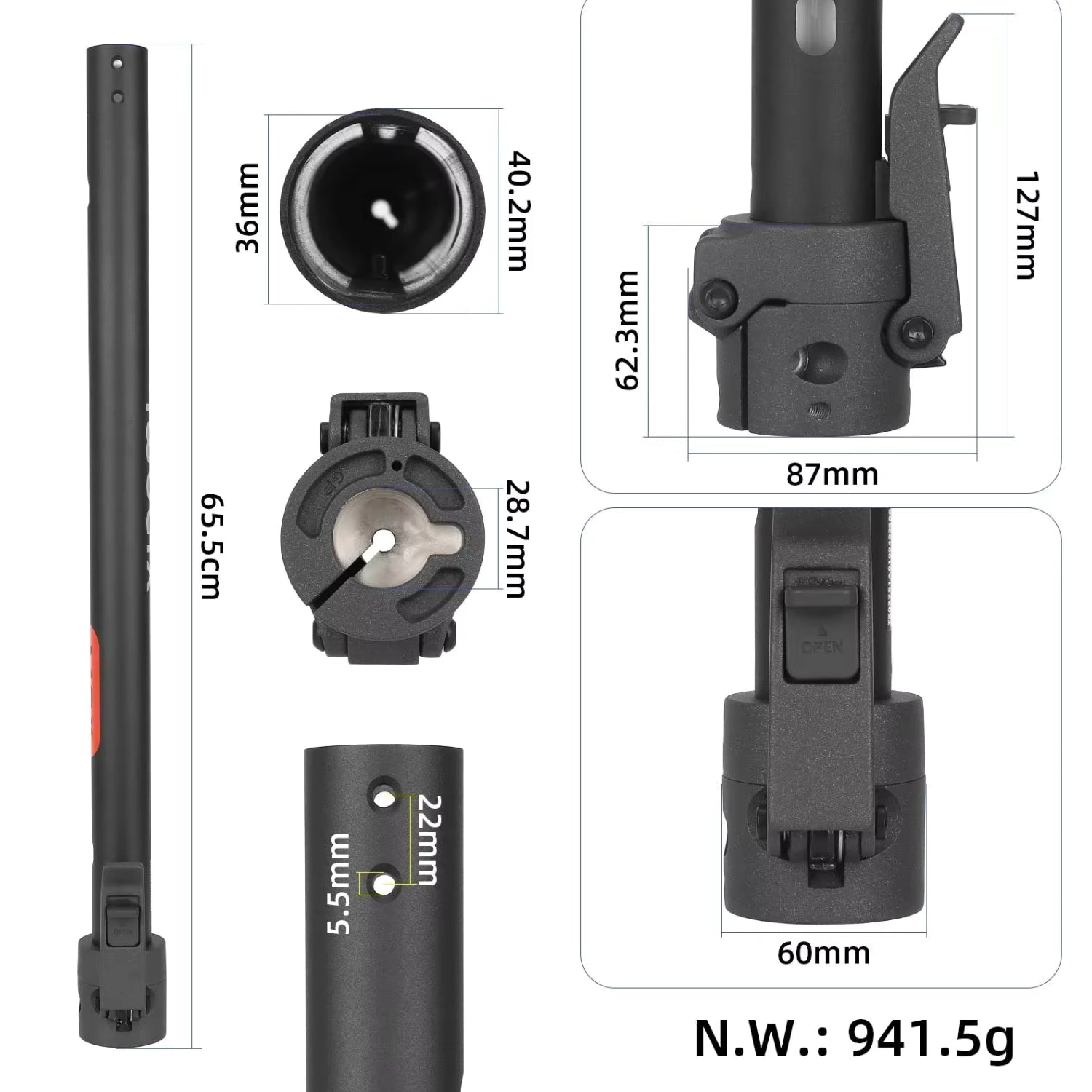 Styrstam + vikmekanism Xiaomi 5 Max - Reservdel - Wheelyshop