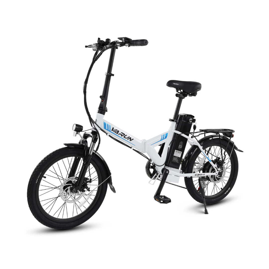 VARUN C20-1 Pro folding e-bike, front three-quarter view in white