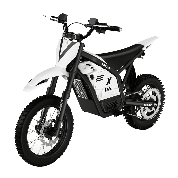 Vipcoo H2 electric dirt bike, front three-quarter view