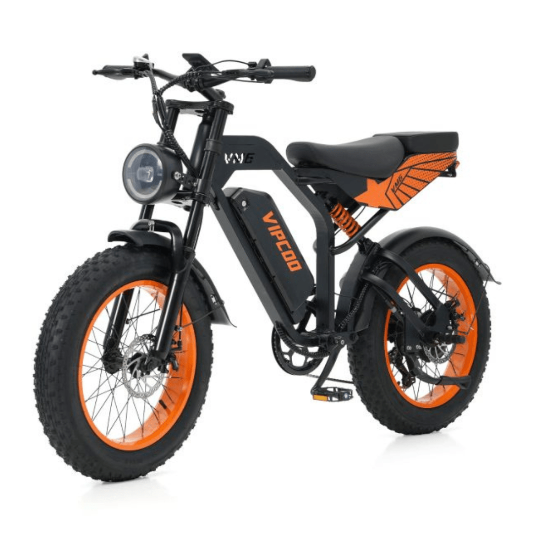 VIPCOO VM6 fat-tyre e-bike, front three-quarter view