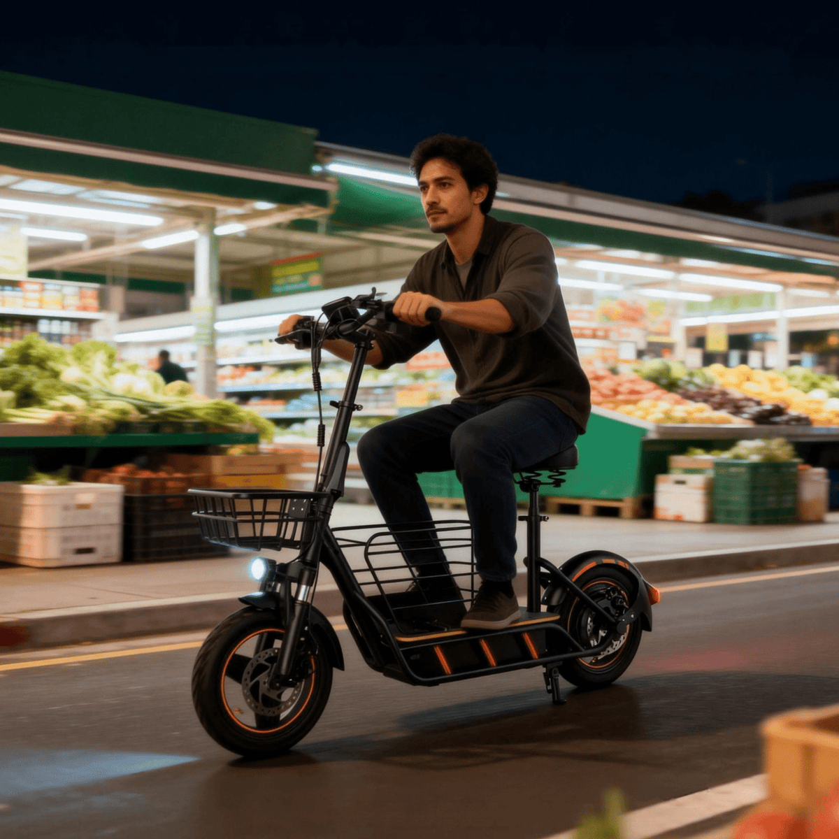 Man riding the Wheely H14 electric scooter