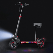 Wheely J11 Max electric scooter with lights on against a dark background