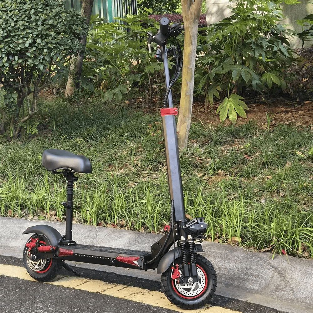 Wheely J11 Max electric scooter, front three-quarter view in a park
