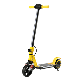 Wheely Junior S5 kids' electric scooter, front three-quarter view in yellow