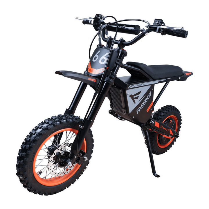 Wheely Y66 electric dirt bike, front three-quarter view