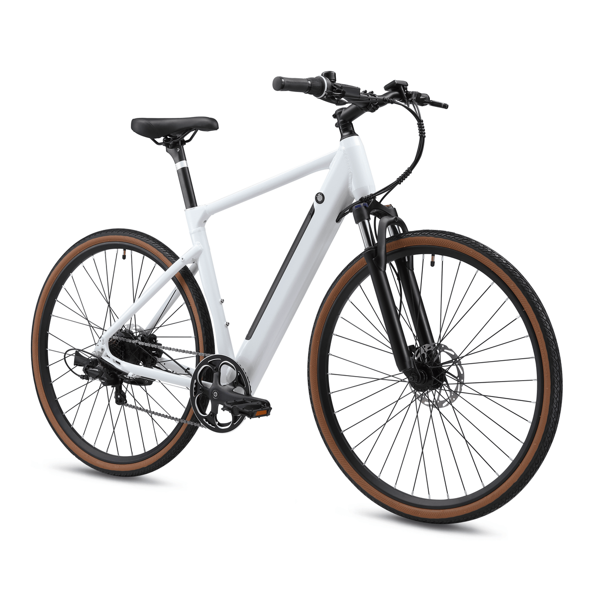 YANGOR H700 e-bike, front three-quarter view from the opposite side in white