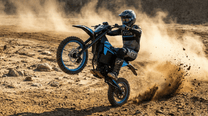 Rider jumping with the ZAWES S3 electric dirt bike