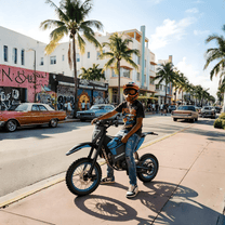Person riding the ZAWES S3 electric dirt bike in the city