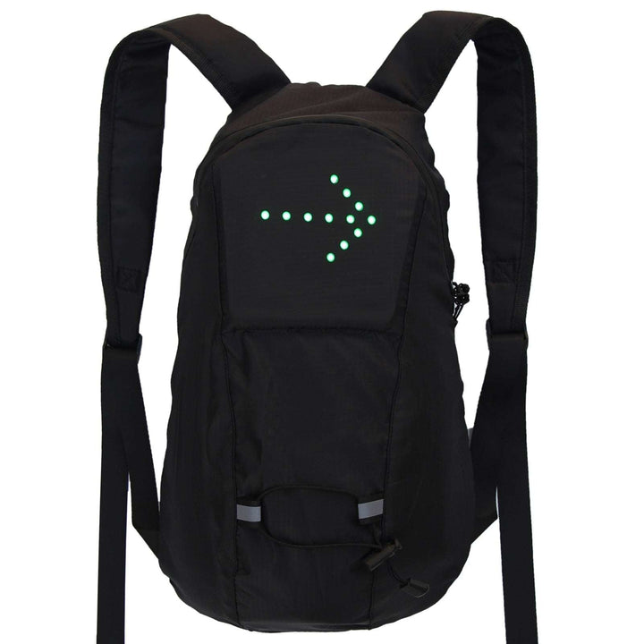 Smart LED backpack with lit turn signal arrow